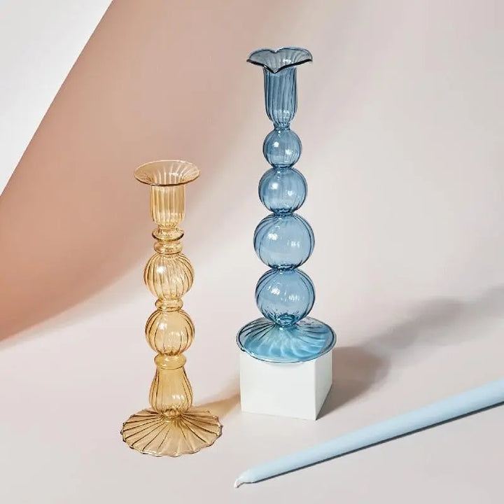 Fleur Pastel Glass Candle Holders - Stem & Sill