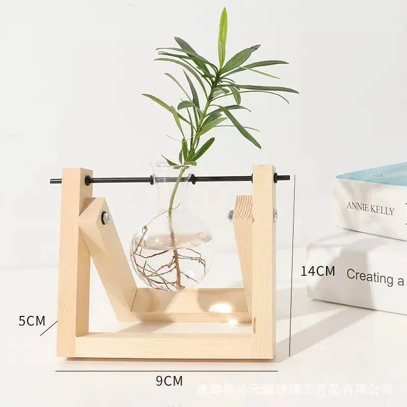 Glass Plant Propagation Vessel with Wooden A-Frame Stand - Stem & Sill