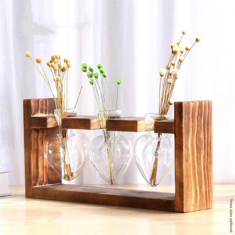 Glass Amd Wood Heart Propagation Vase - Stem & Sill