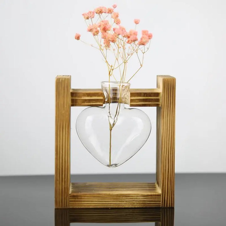 Glass Amd Wood Heart Propagation Vase - Stem & Sill