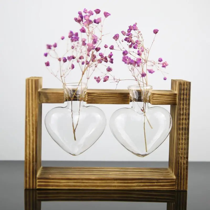 Glass Amd Wood Heart Propagation Vase - Stem & Sill