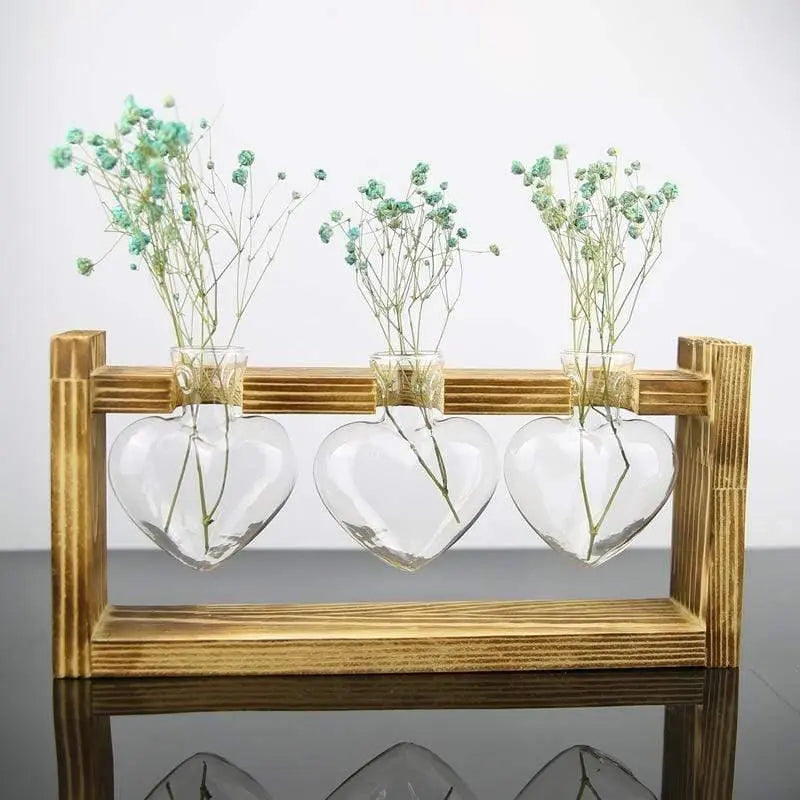 Glass Amd Wood Heart Propagation Vase - Stem & Sill