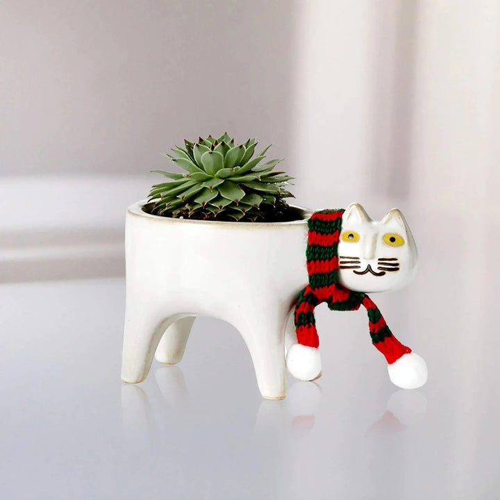 Glazed Ceramic Cat Planter - Stem & Sill