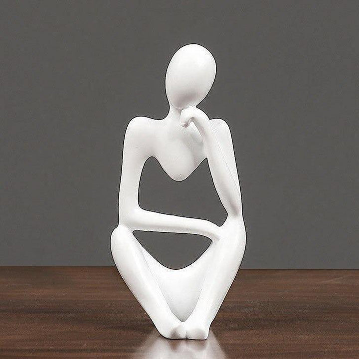 Abstract Thinker Figurine Statue White Head on Knuckle - Stem & Sill