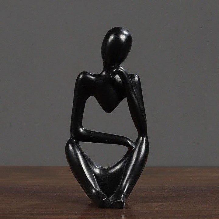 Abstract Thinker Figurine Statue Black Head on Knuckle - Stem & Sill