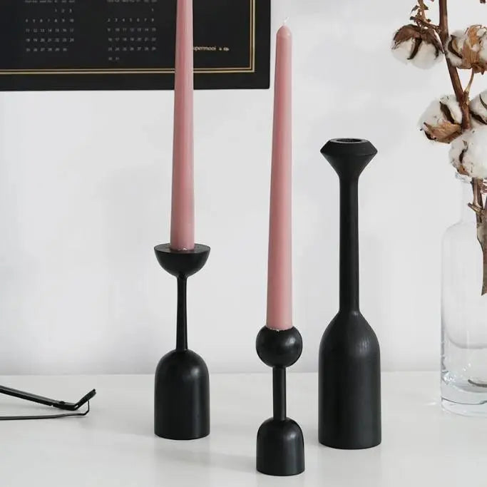 Pitch-black Taper Candle Holders - Stem & Sill