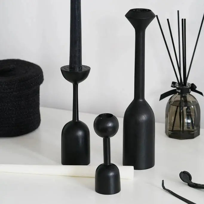 Pitch-black Taper Candle Holders - Stem & Sill