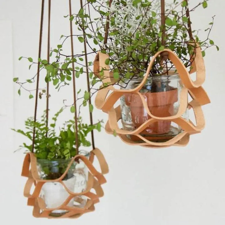 Plant Hanger made with Vegan Leather and Rope - Stem & Sill