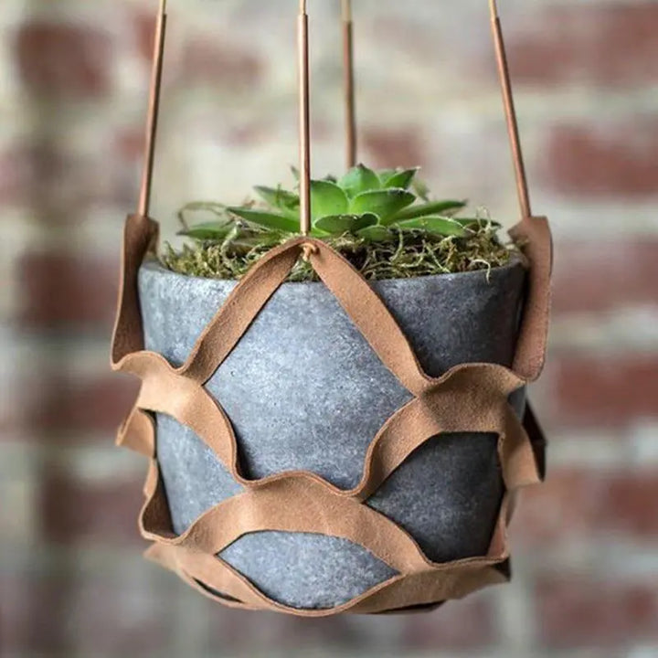 Plant Hanger made with Vegan Leather and Rope - Stem & Sill