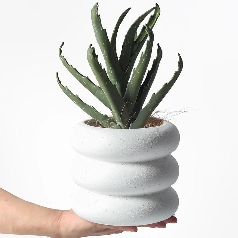  Round Rolls Ceramic Plant Planter White / Small-White / Medium-White / Large-Yellow / Small-Yellow / Medium-Yellow / Large-ForestGreen / Small-ForestGreen / Medium-ForestGreen / Large-SteelBlue / Small - Stem & Sill