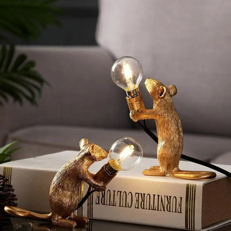  The Mouse Lamp Gold Crouching-Gold Sitting-Gold Standing-Gold 3-Piece Set-White Crouching-White Sitting-White Standing-White 3-Piece Set - Stem & Sill