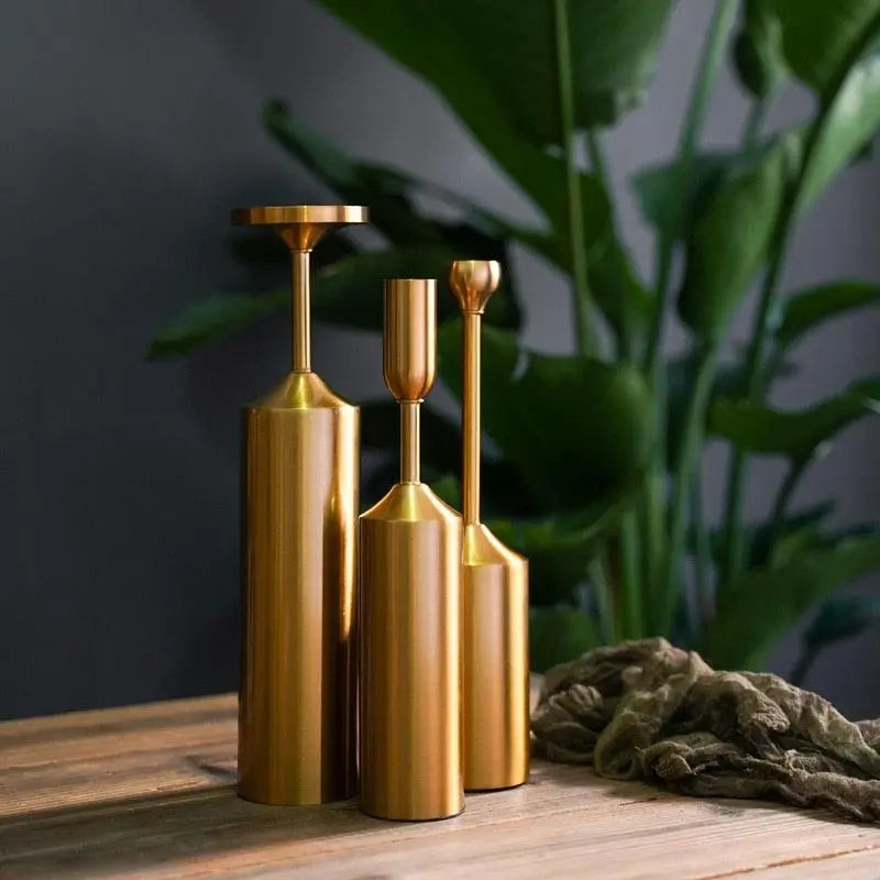 Trendy Gold Pillar Candle Holders - Stem & Sill