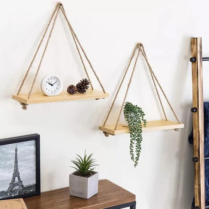 Wooden Rope Swing Wall-Mounted Shelf - Stem & Sill