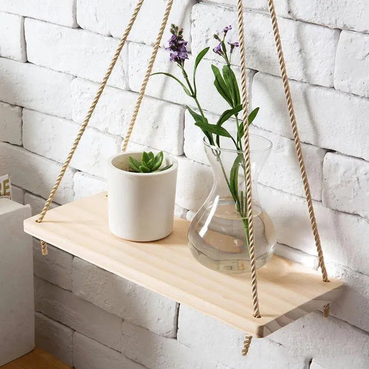 Wooden Rope Swing Wall-Mounted Shelf - Stem & Sill