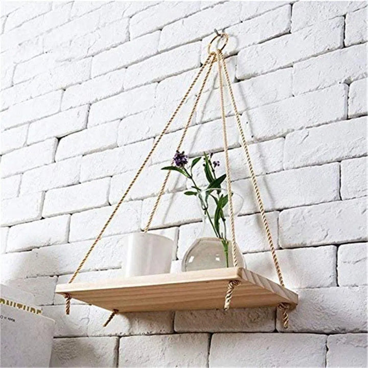 Wooden Rope Swing Wall-Mounted Shelf - Stem & Sill