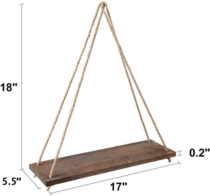 Wooden Rope Swing Wall-Mounted Shelf - Stem & Sill