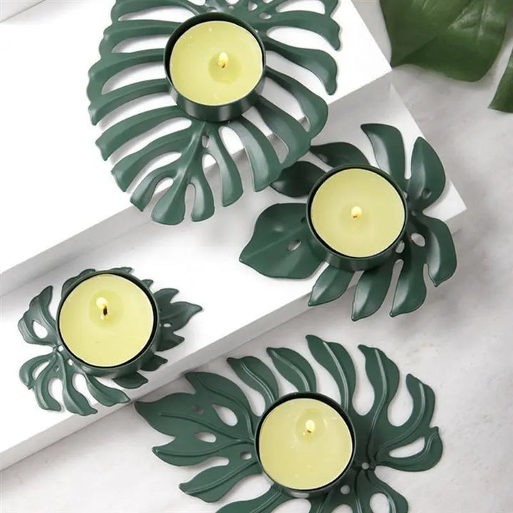 Wrought Iron Monstera Leaf Tealight Candle Holders - Stem & Sill