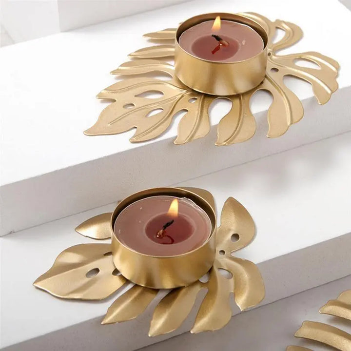 Wrought Iron Monstera Leaf Tealight Candle Holders - Stem & Sill