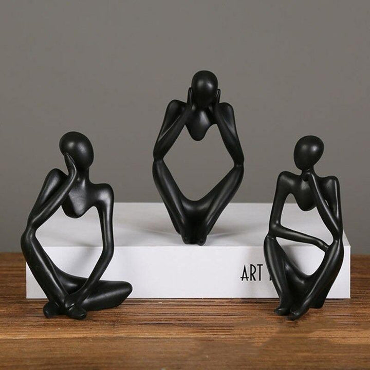 Abstract Thinker Figurine Statue Black - Stem & Sill