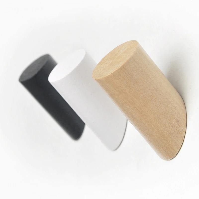  Real Wood Wall-Mounted Coat Hooks White / 6cm-White / 8cm-White / 10cm-Tan / 6cm-Tan / 8cm-Tan / 10cm-Black / 6cm-Black / 8cm-Black / 10cm - Stem & Sill