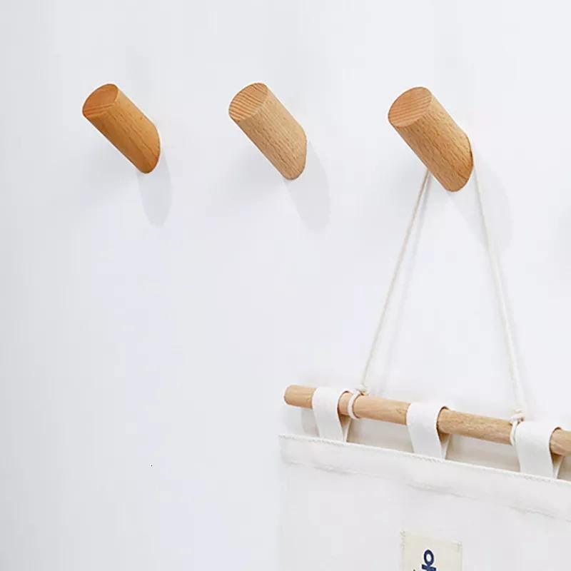  Real Wood Wall-Mounted Coat Hooks White / 6cm-White / 8cm-White / 10cm-Tan / 6cm-Tan / 8cm-Tan / 10cm-Black / 6cm-Black / 8cm-Black / 10cm - Stem & Sill