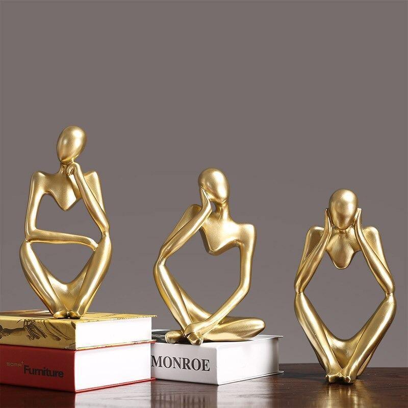 Abstract Thinker Figurine Statue Gold - Stem & Sill