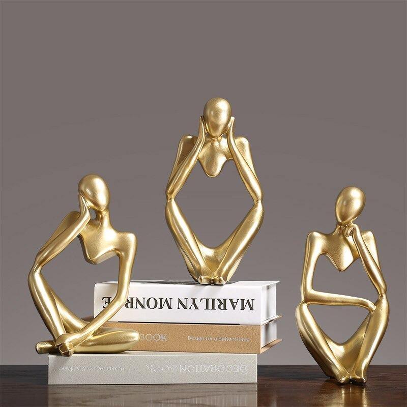 Abstract Thinker Figurine Statue Gold - Stem & Sill