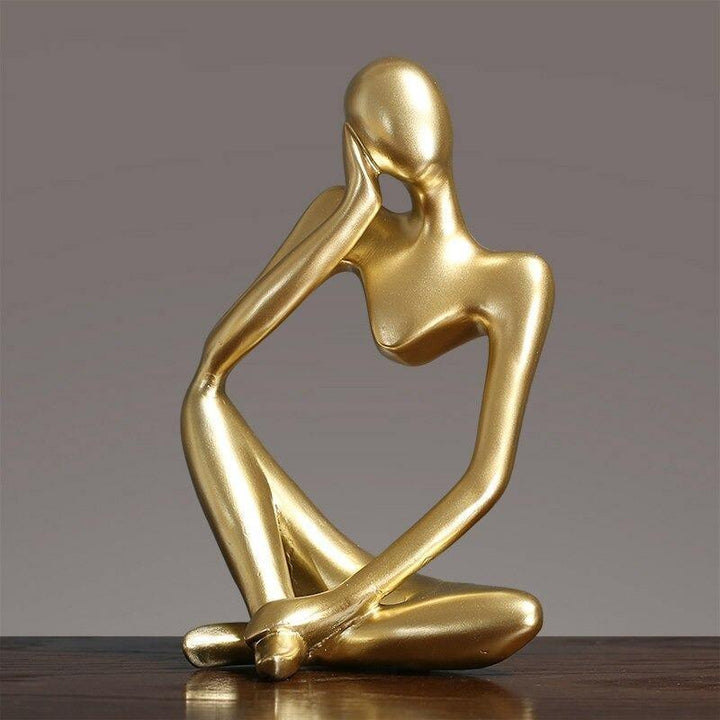 Abstract Thinker Figurine Statue Gold Pensive - Stem & Sill