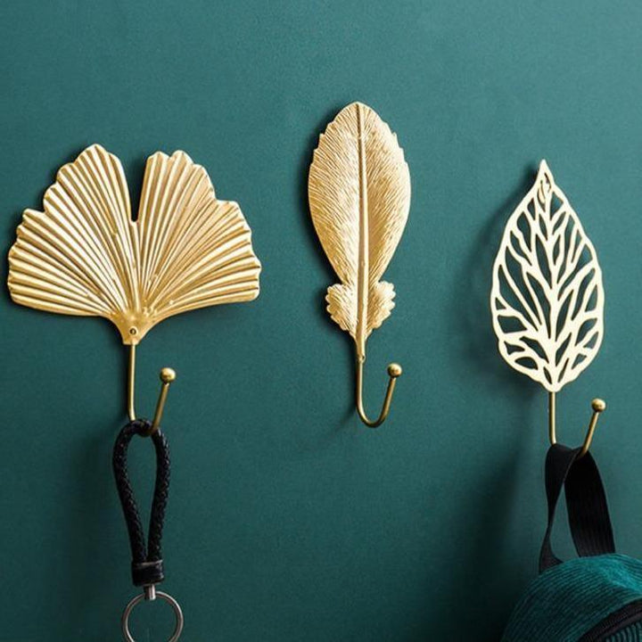  Nature's Leaves Metal Wall Hooks Gold / Willow-Gold / Magnolia-Gold / Alder-Gold / Ginkgo-Gold / Palm-Gold / Saratoga-PowderBlue / Willow-PowderBlue / Magnolia-PowderBlue / Alder-PowderBlue / Ginkgo - Stem & Sill