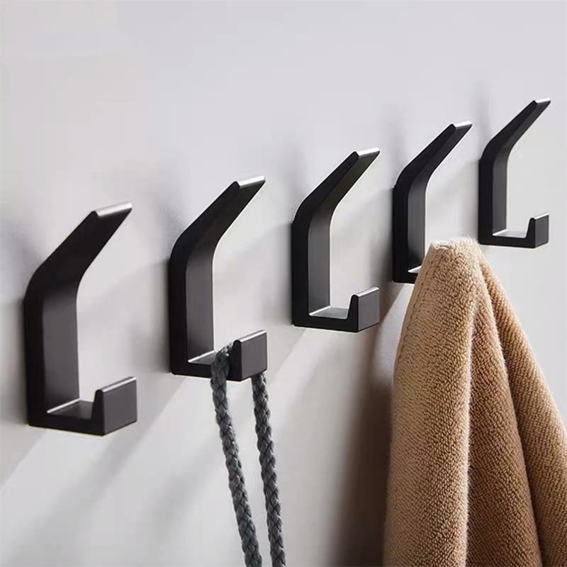  No-Drill Aluminum Wall Hooks Decorative Black / 1 Hook-Black / 3 Hooks-Black / 5 Hooks-White / 1 Hook-White / 3 Hooks-White / 5 Hooks - Stem & Sill