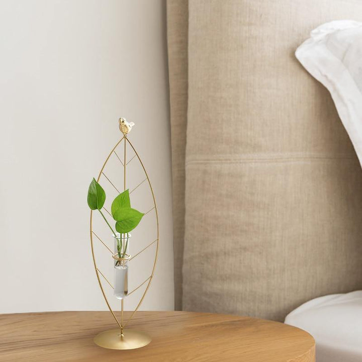  Gold Flora Metal and Glass Test Tube Propagation Vase Leaf 24cm-Leaf 34cm-Branch 30.5cm - Stem & Sill