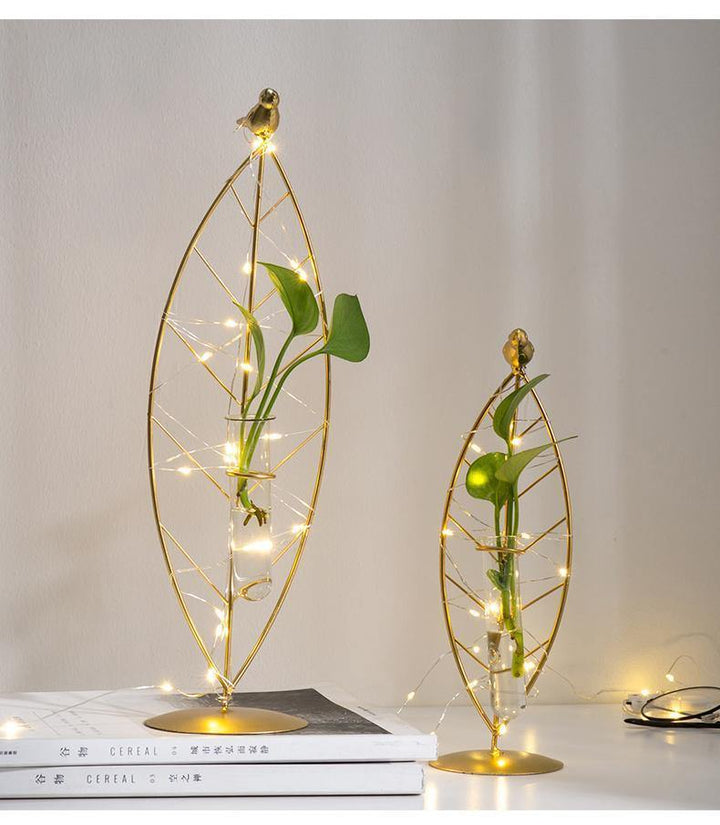  Gold Flora Metal and Glass Test Tube Propagation Vase Leaf 24cm-Leaf 34cm-Branch 30.5cm - Stem & Sill