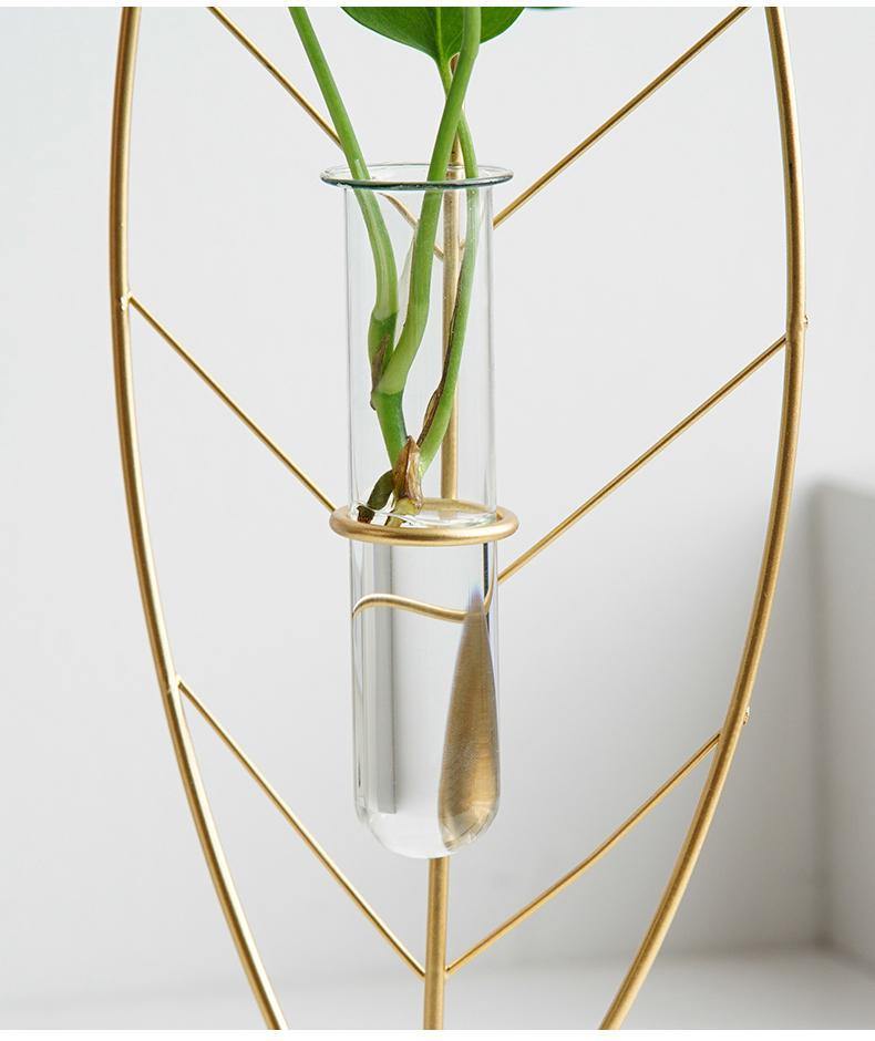  Gold Flora Metal and Glass Test Tube Propagation Vase Leaf 24cm-Leaf 34cm-Branch 30.5cm - Stem & Sill