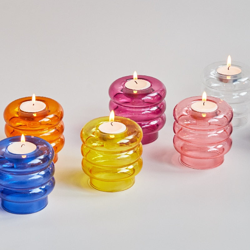 Abstract Centerpiece Glass Taper Candlestick and Tealight Candle Holders - Stem & Sill