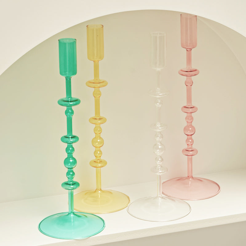 Tall Decorative Glass Taper Candle Holders - Stem & Sill