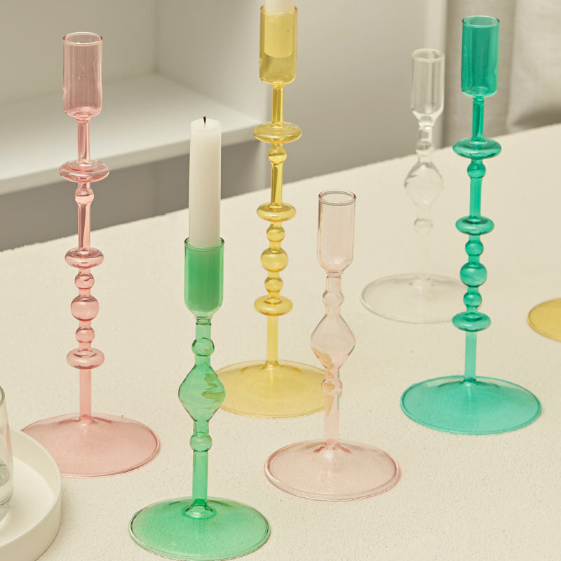 Tall Decorative Glass Taper Candle Holders - Stem & Sill