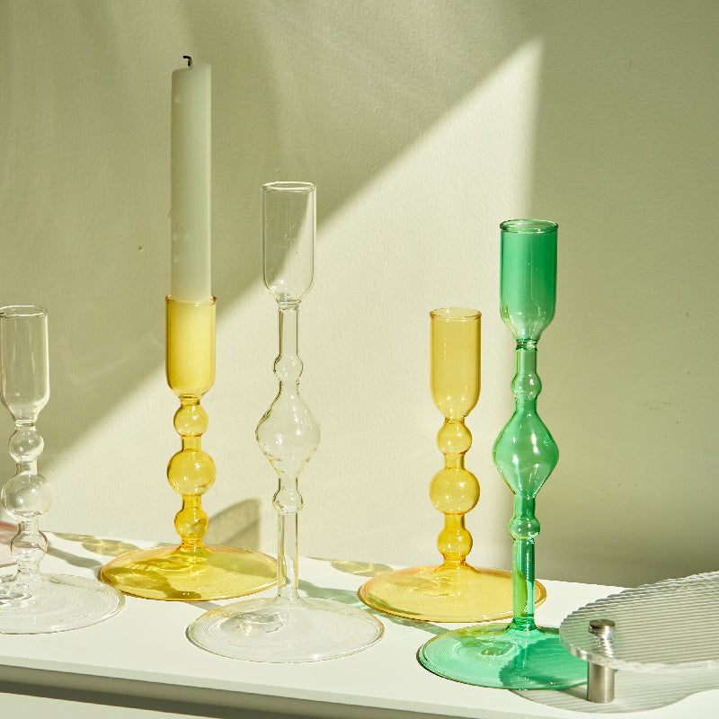 Tall Decorative Glass Taper Candle Holders - Stem & Sill