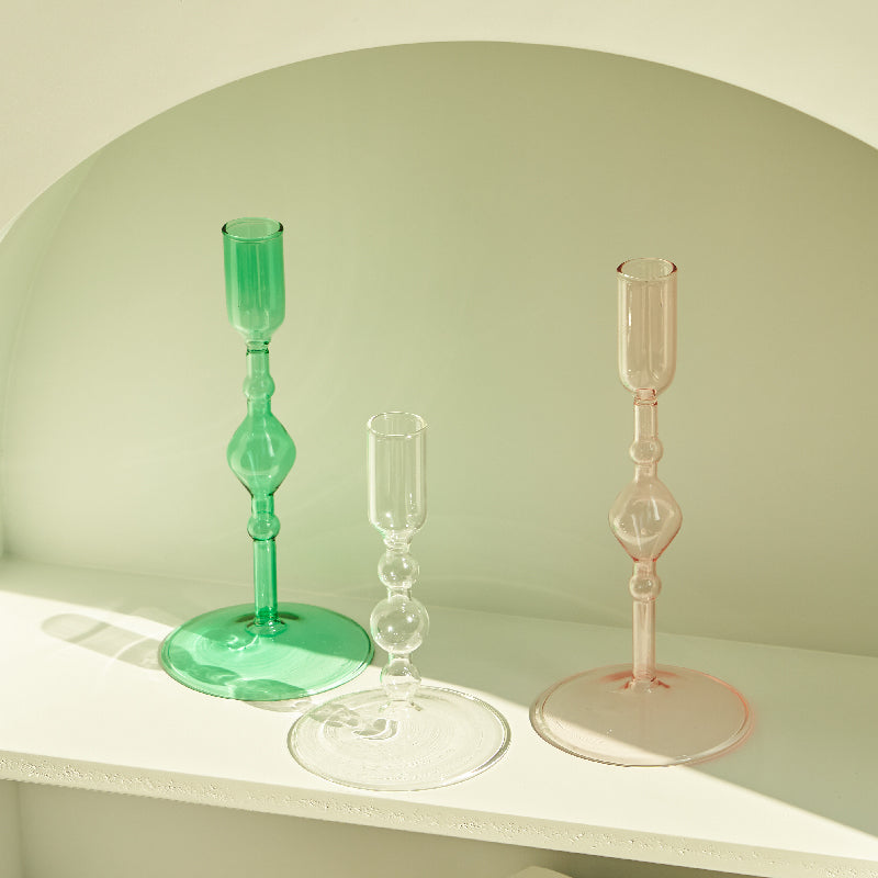 Tall Decorative Glass Taper Candle Holders - Stem & Sill