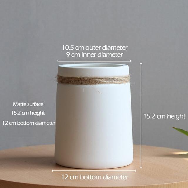 White Ceramic Matte Vase - Stem & Sill