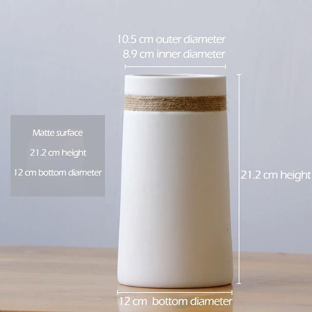 White Ceramic Matte Vase - Stem & Sill