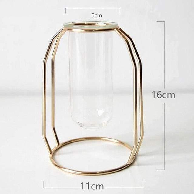  Geometric Floating Metal and Glass Propagation Vase Gold / Small-Gold / Medium-Gold / Large-RosyBrown / Small-RosyBrown / Medium-RosyBrown / Large - Stem & Sill