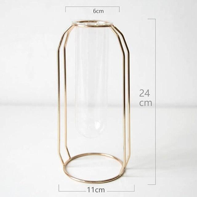  Geometric Floating Metal and Glass Propagation Vase Gold / Small-Gold / Medium-Gold / Large-RosyBrown / Small-RosyBrown / Medium-RosyBrown / Large - Stem & Sill