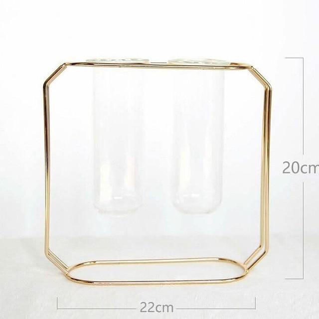  Geometric Floating Metal and Glass Propagation Vase Gold / Small-Gold / Medium-Gold / Large-RosyBrown / Small-RosyBrown / Medium-RosyBrown / Large - Stem & Sill